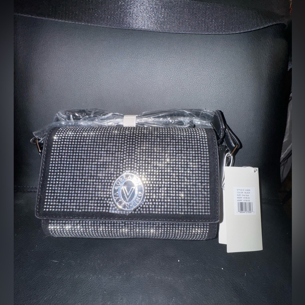 Valentino Orlandi Rhinestone crossbody vegan leather silver tone hardware NWT - Picture 14 of 14